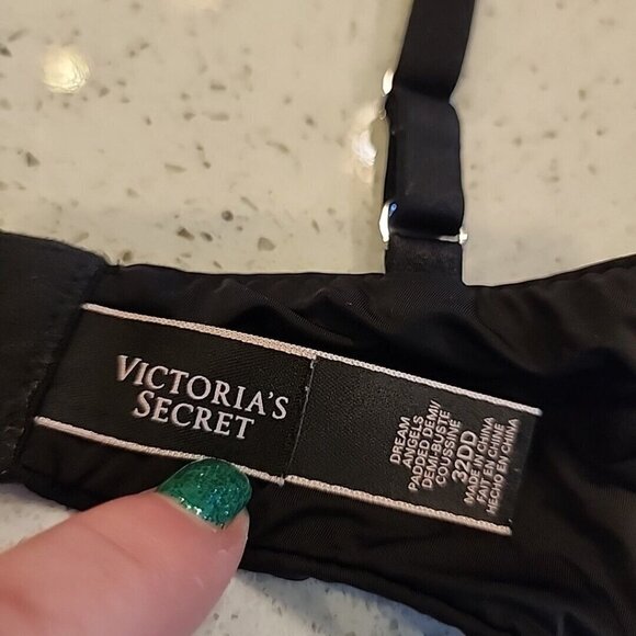 Victorias Secret Dream Angels Padded Demi Bra 32DD Black Underwire Push Up - Picture 4 of 4